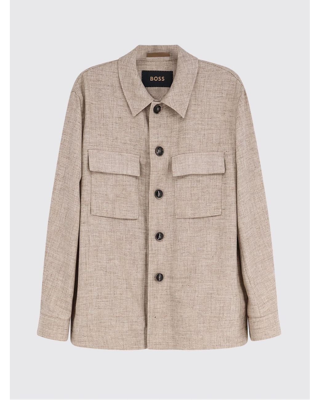 Boss Natural Virgin Wool Blend Overshirt for men