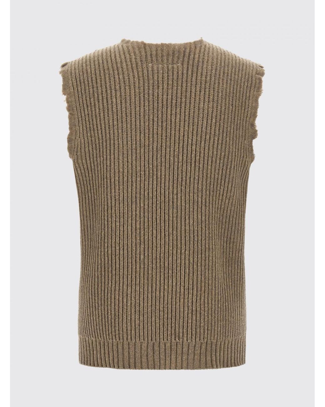 MM6 by Maison Margiela Brown Wool-Blend Knitted Waistcoat With Numeric Logo for men