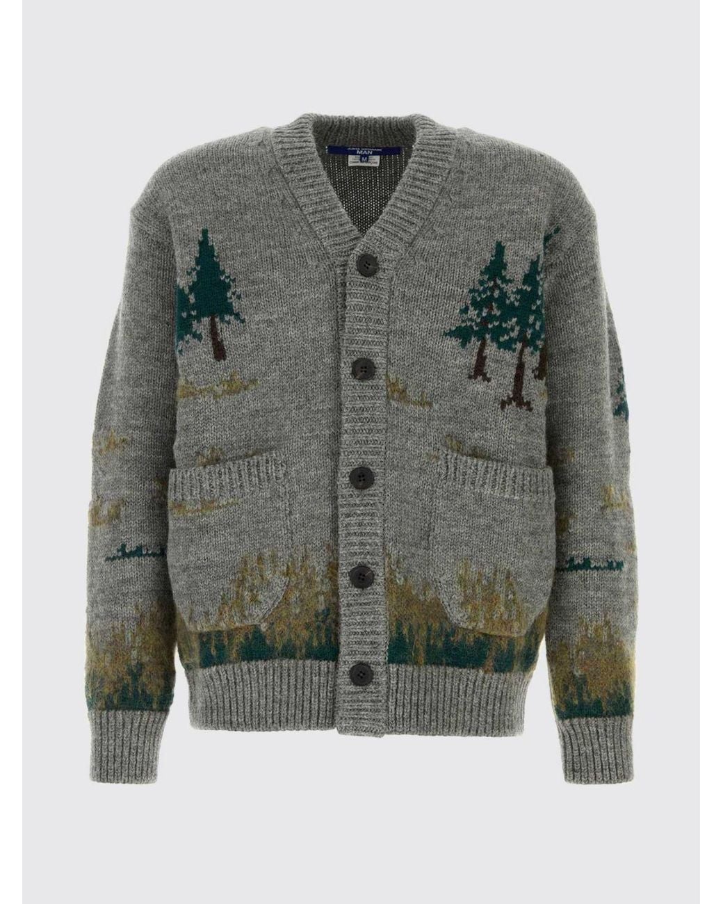 Junya Watanabe Gray Jacquard Cardigan for men