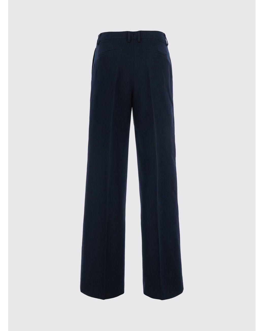 PT Torino Blue Wide-Leg Cotton Trousers With Concealed Closure