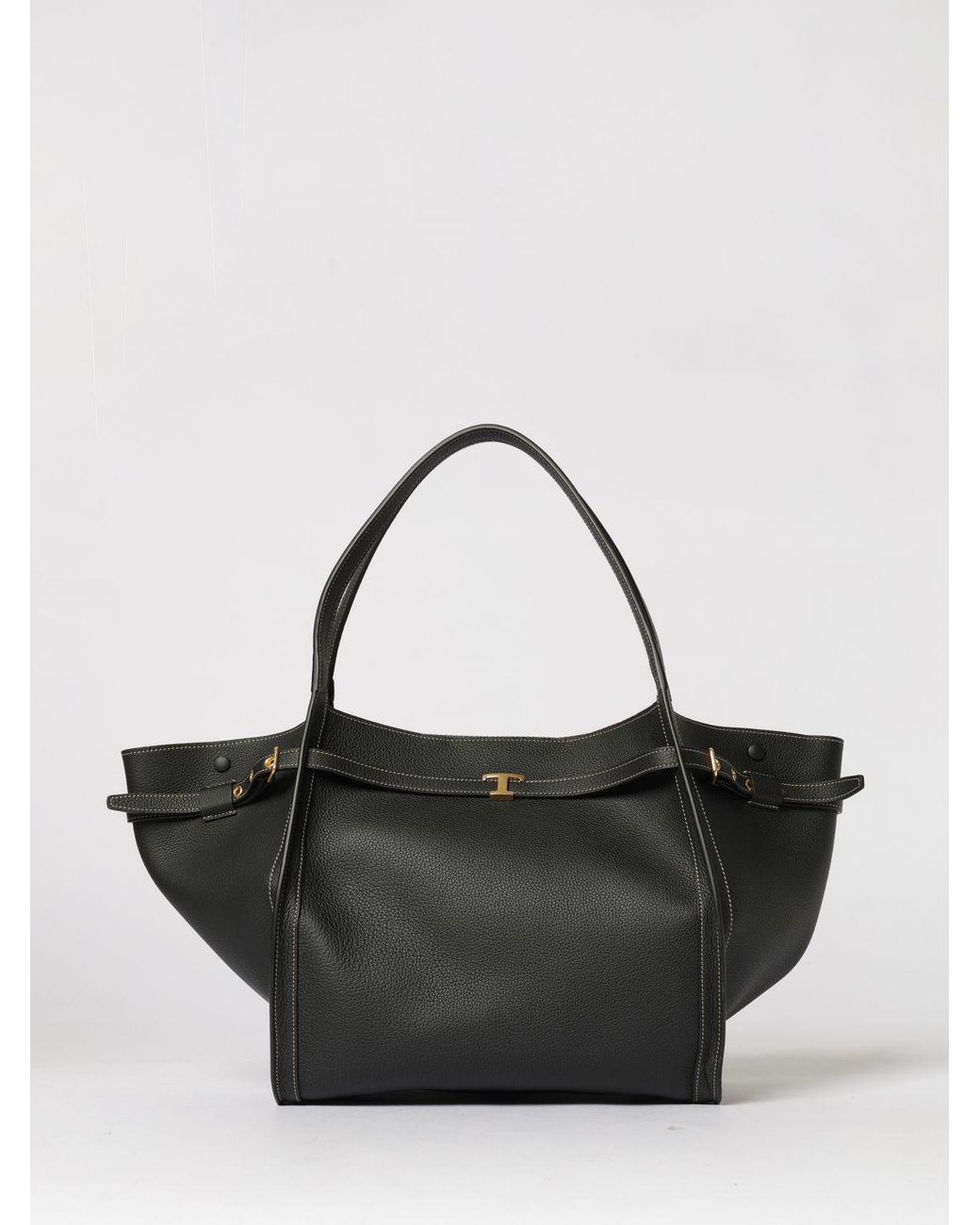 Tod's Black Medium Grained Leather Shopping Bag