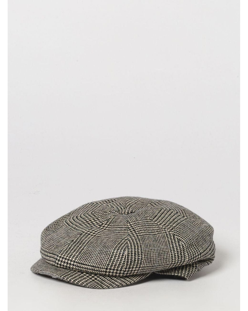 Borsalino Gray Prince Of Wales Pattern Pure Wool Flat Cap for men
