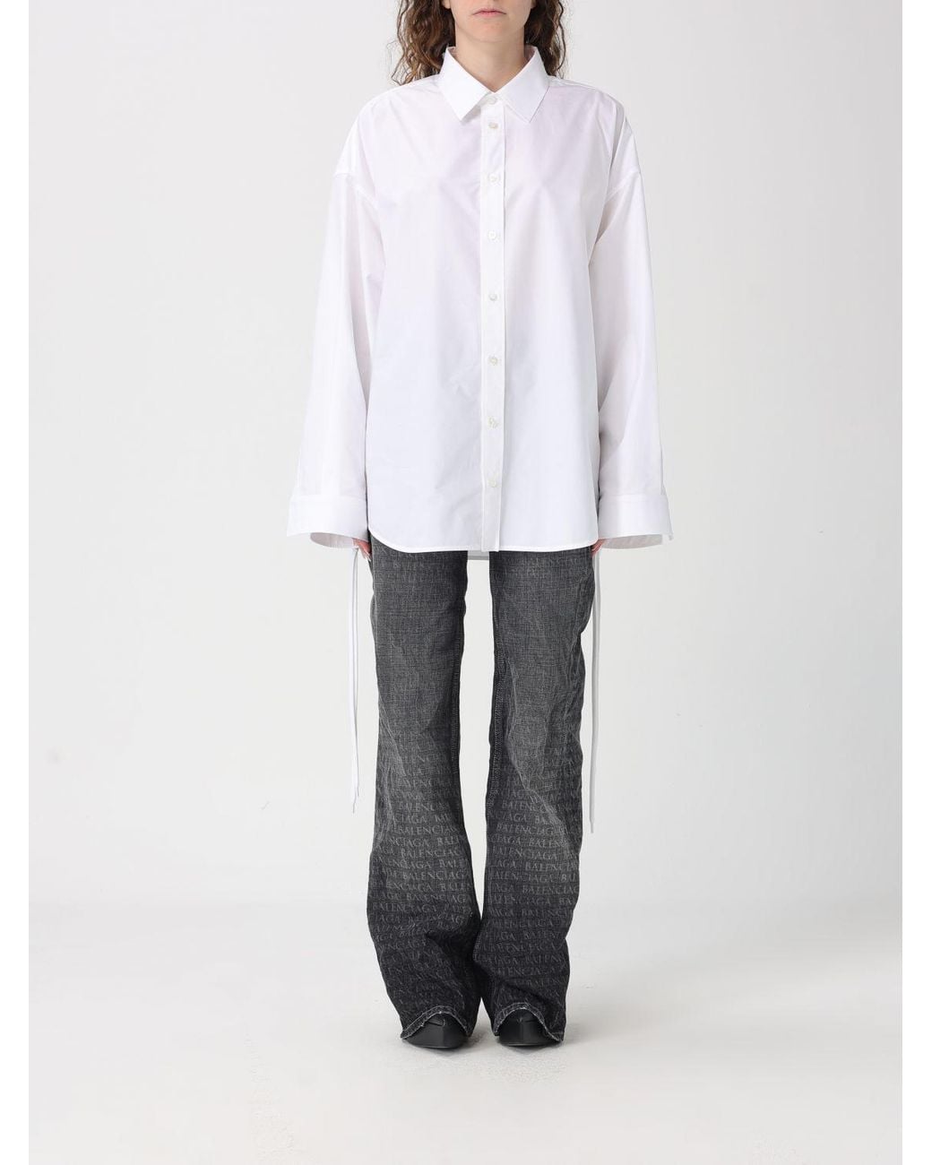 Camisa Oversize De Algodón Balenciaga de color White