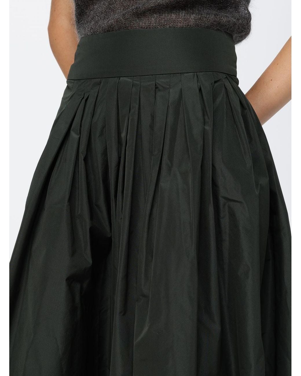 Max Mara Black High-Waisted A-Line Midi Skirt