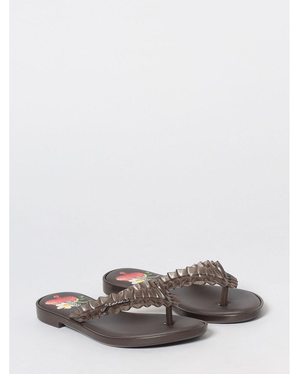 Melissa X Ganni White Ruched Pvc Thong Sandals With Low Heel
