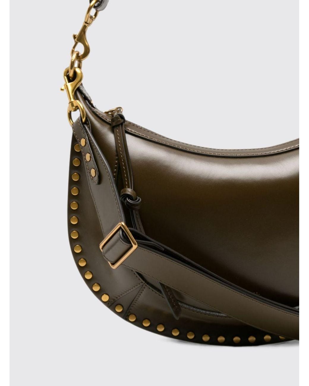 Isabel Marant Gray Naoko Calfskin Leather Hobo Bag With Studs