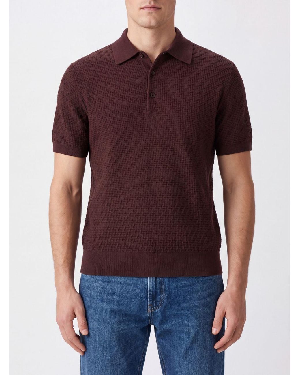 Brioni Red Slim Fit Knit Polo Shirt for men