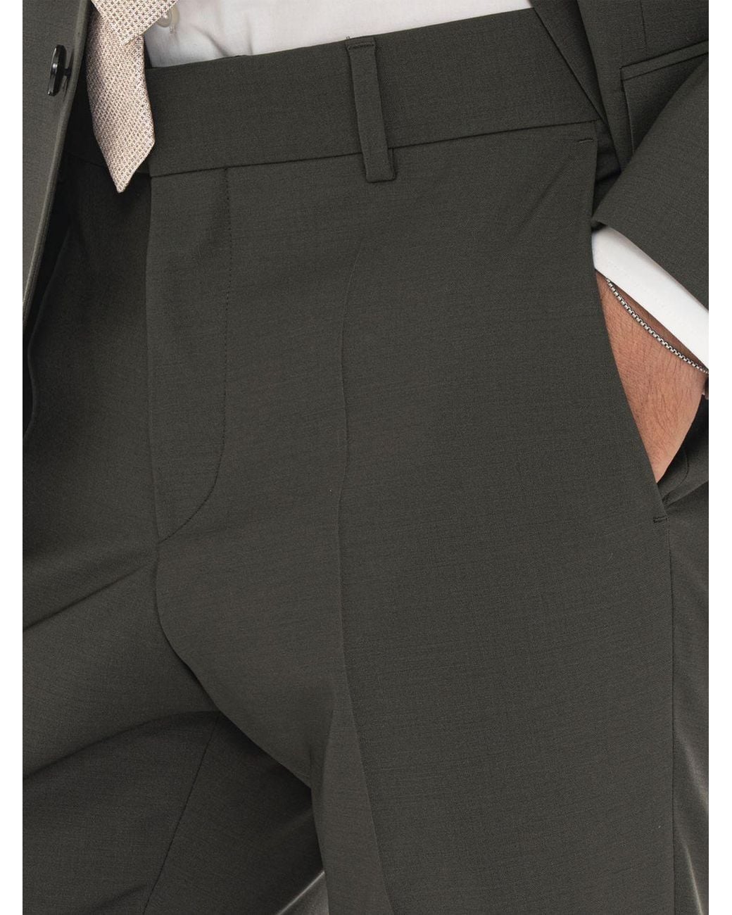 Boss Gray Single-Breasted Stretch Virgin Wool Suit With Classic Lapels for men