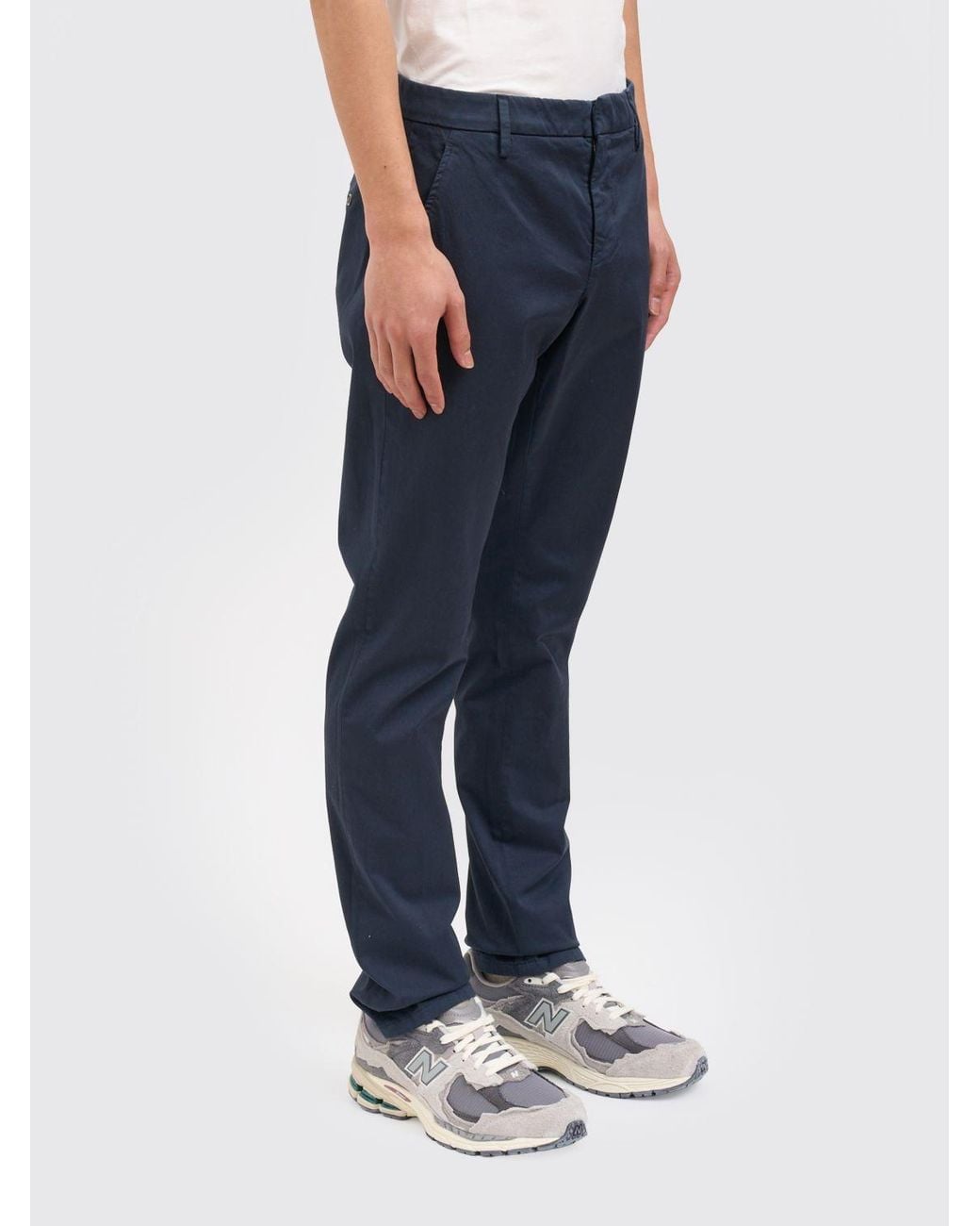 Dondup Blue Stretch Cotton Chino Trousers for men