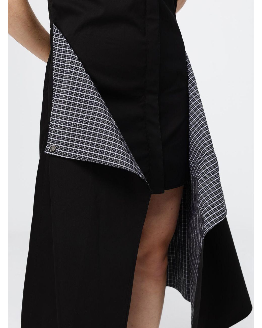 Loewe Black Asymmetric Hem Silk And Cotton Wrap Midi Shirt Dress