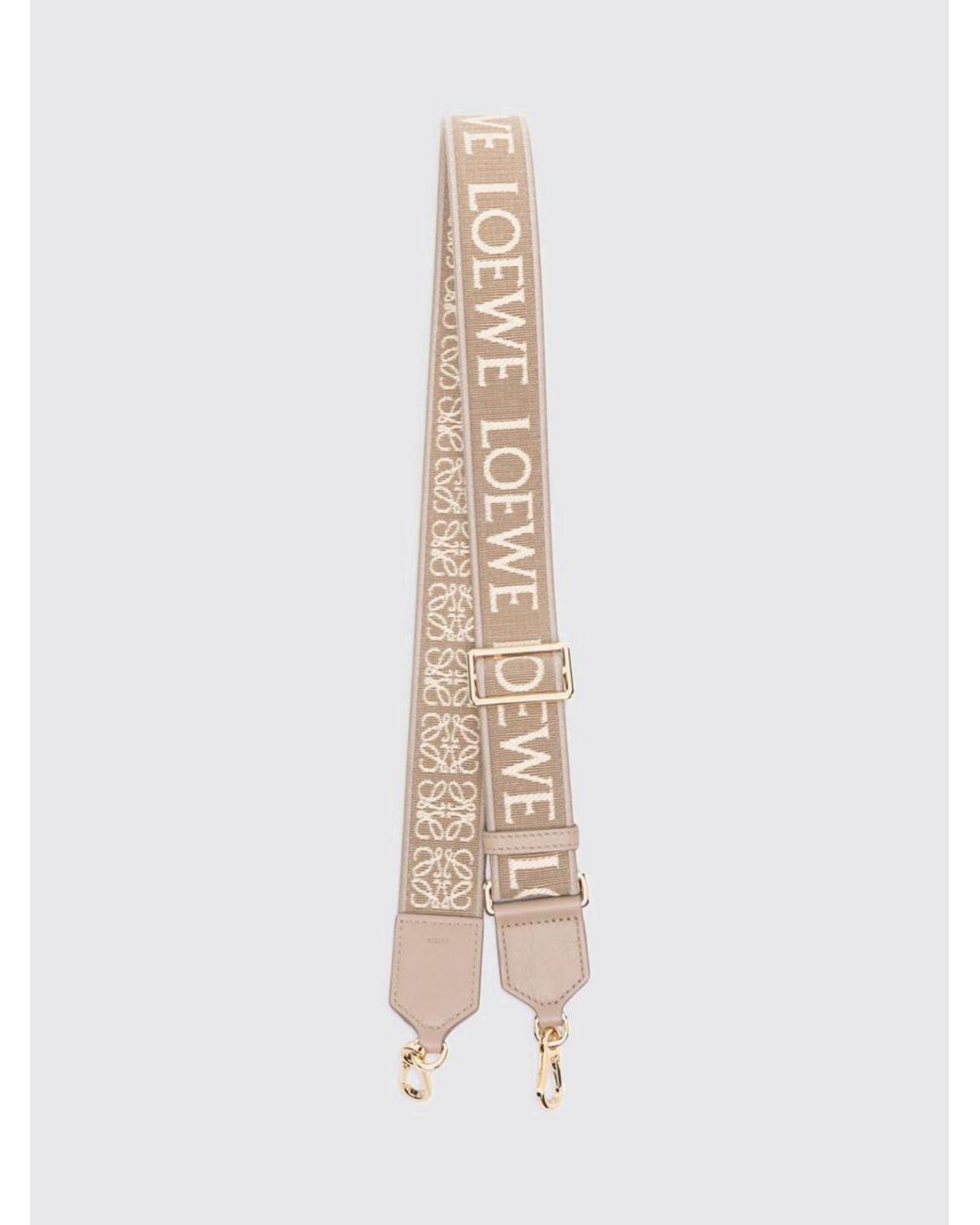 Loewe White Adjustable Canvas And Leather Shoulder Strap With Jacquard Logo