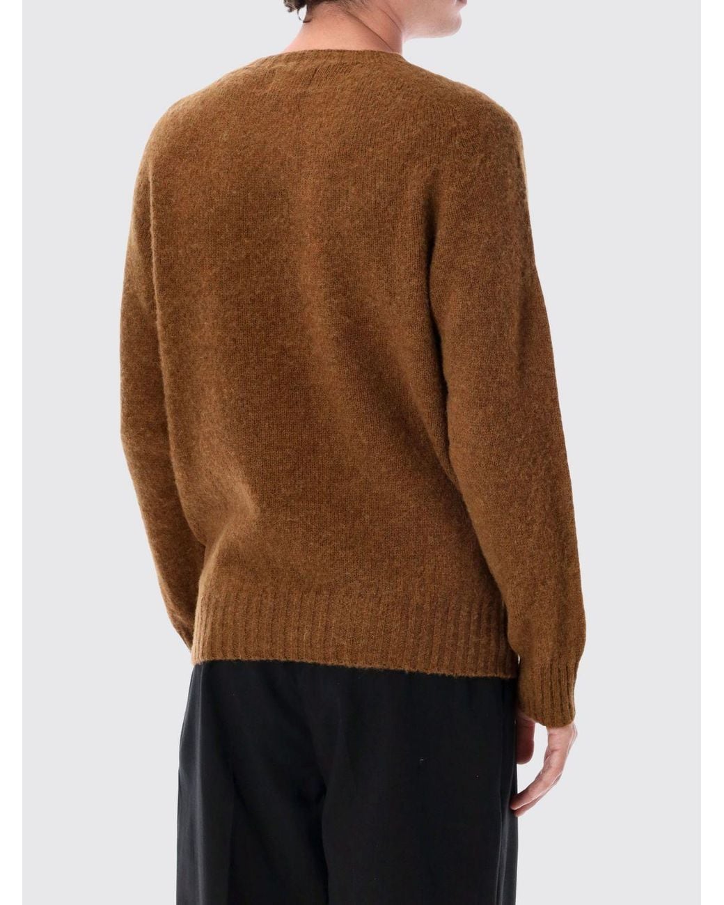 Howlin' By Morrison Brown Crewneck Wool Blend Jumper With Ribbed Trims for men