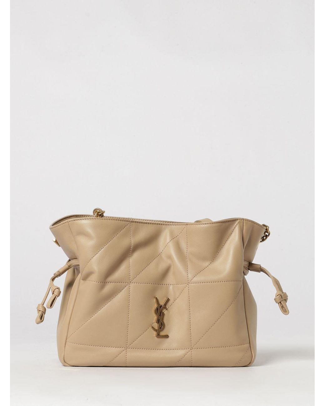 Saint Laurent Natural Jamie Small Quilted Lambskin Bucket Bag