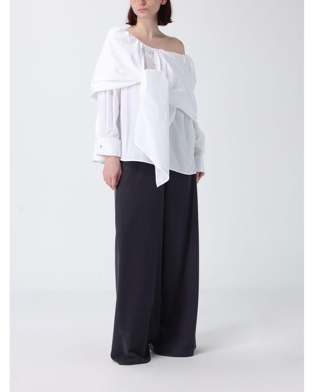 Max Mara Blue Silk Wide-Leg Trousers With Drawstring