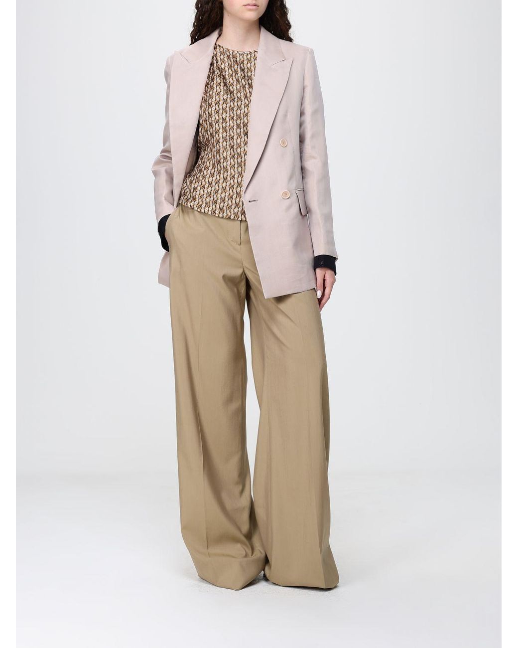 Max Mara Natural High-Waisted Silk And Cotton Blend Palazzo Trousers