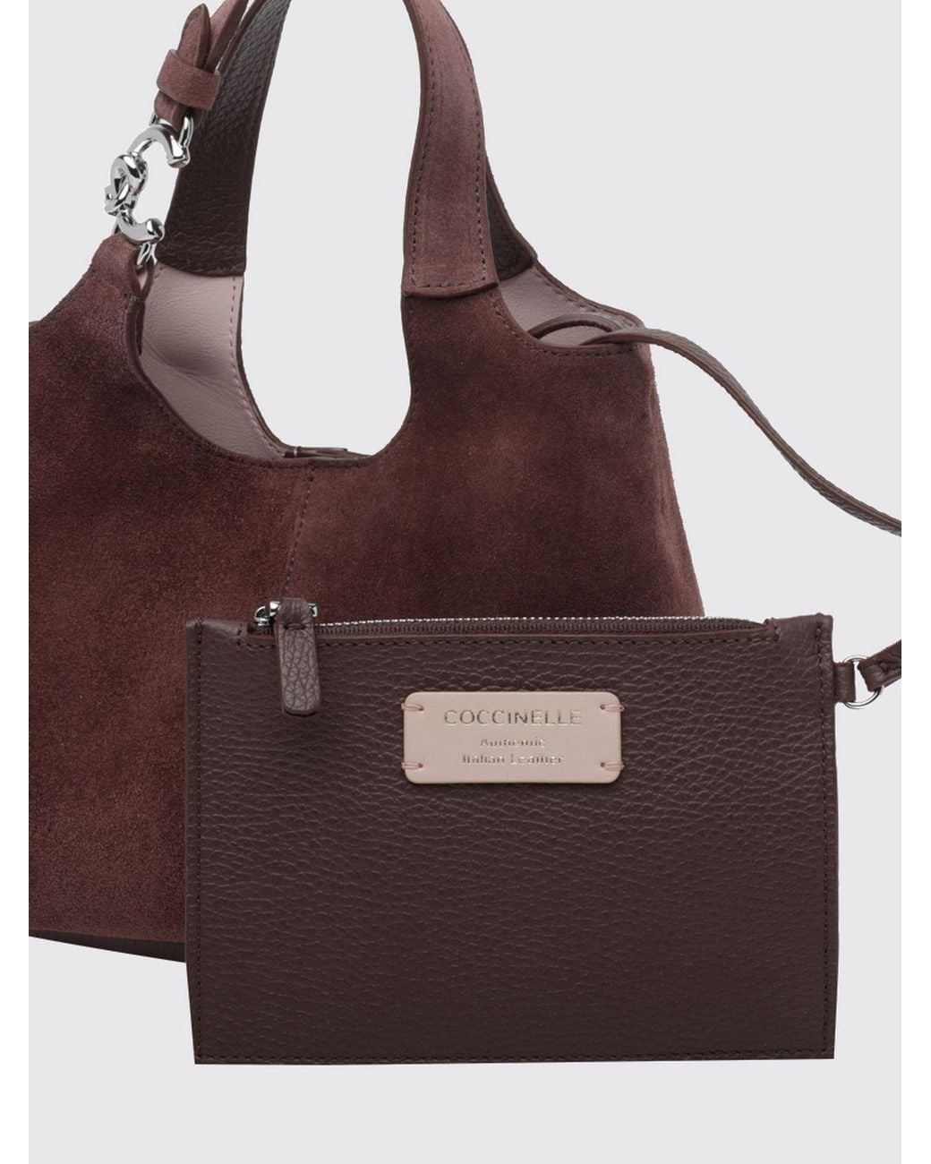Coccinelle Purple C-Easy Leather And Suede Mini Bag With Removable Inner Pouch