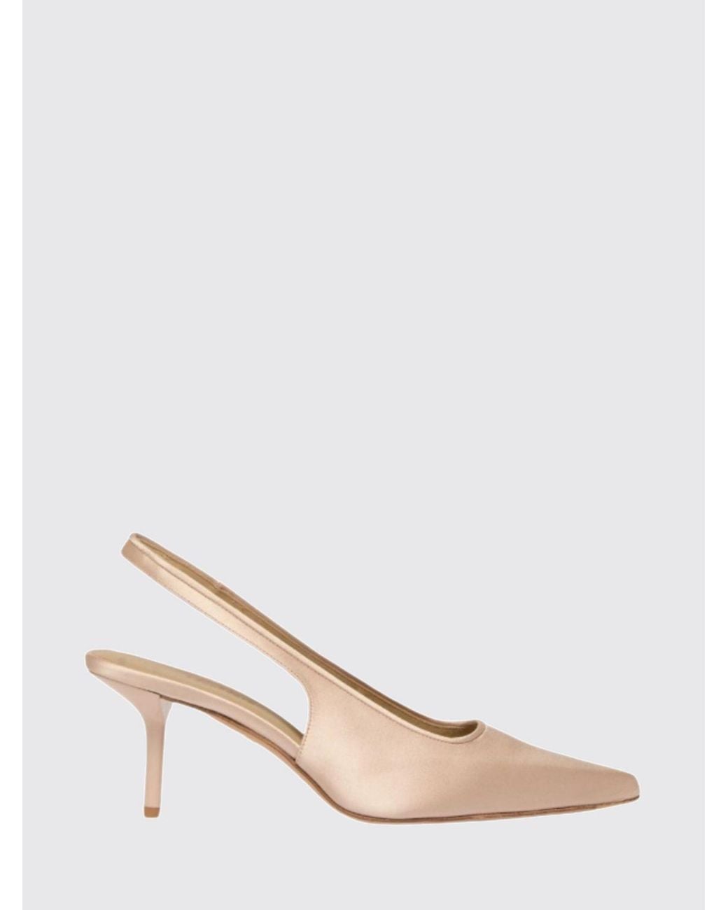 Max Mara Natural Airone Satin Slingback Pumps With Medium Stiletto Heel