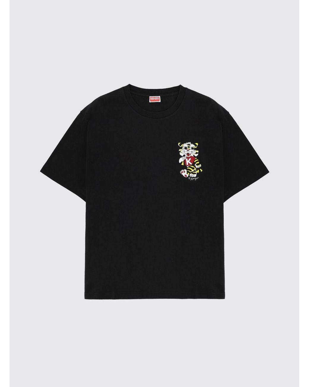 KENZO Black Printed Cotton T-Shirt for men