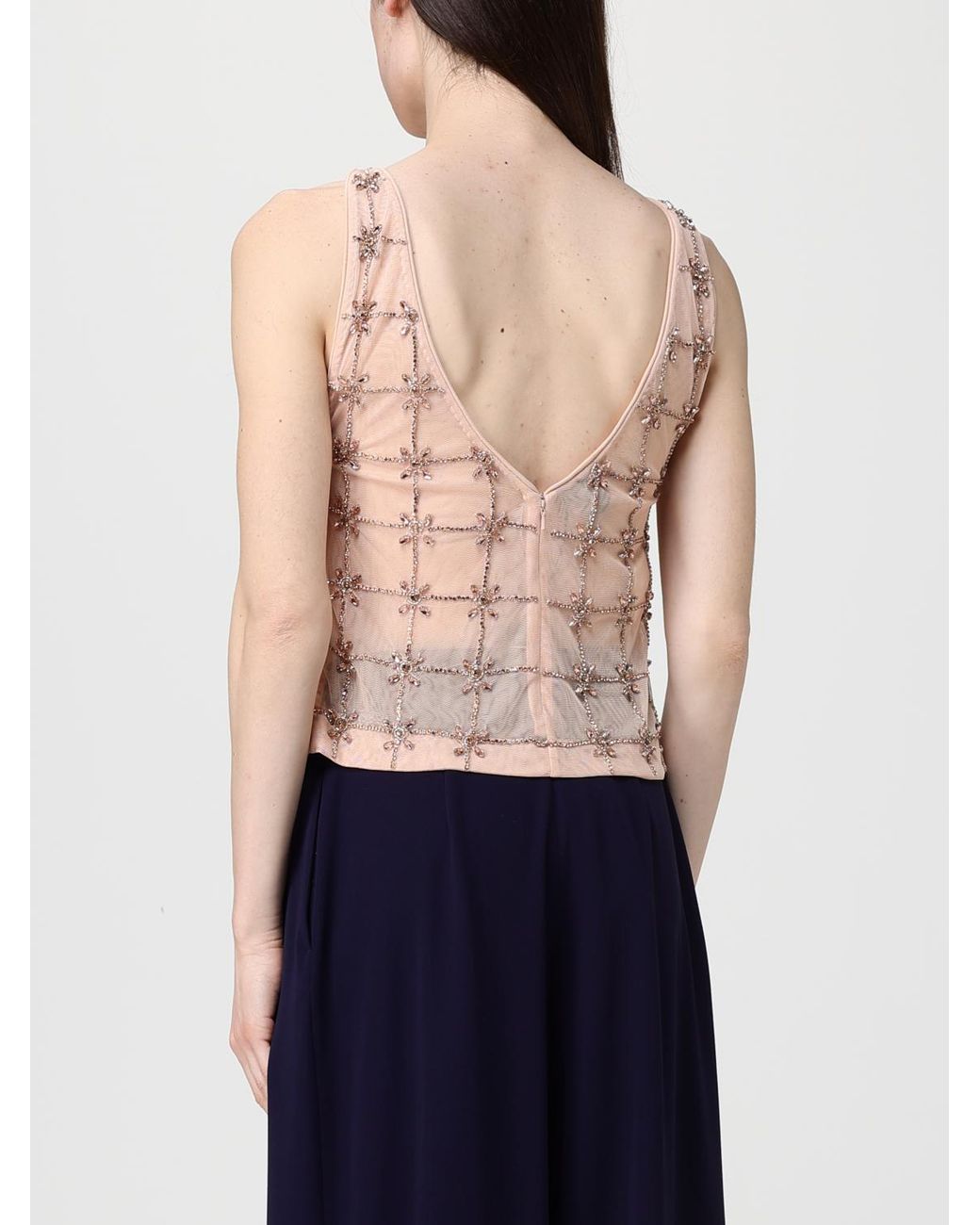 Top De Tul Con Cristales Pinko de color Blue