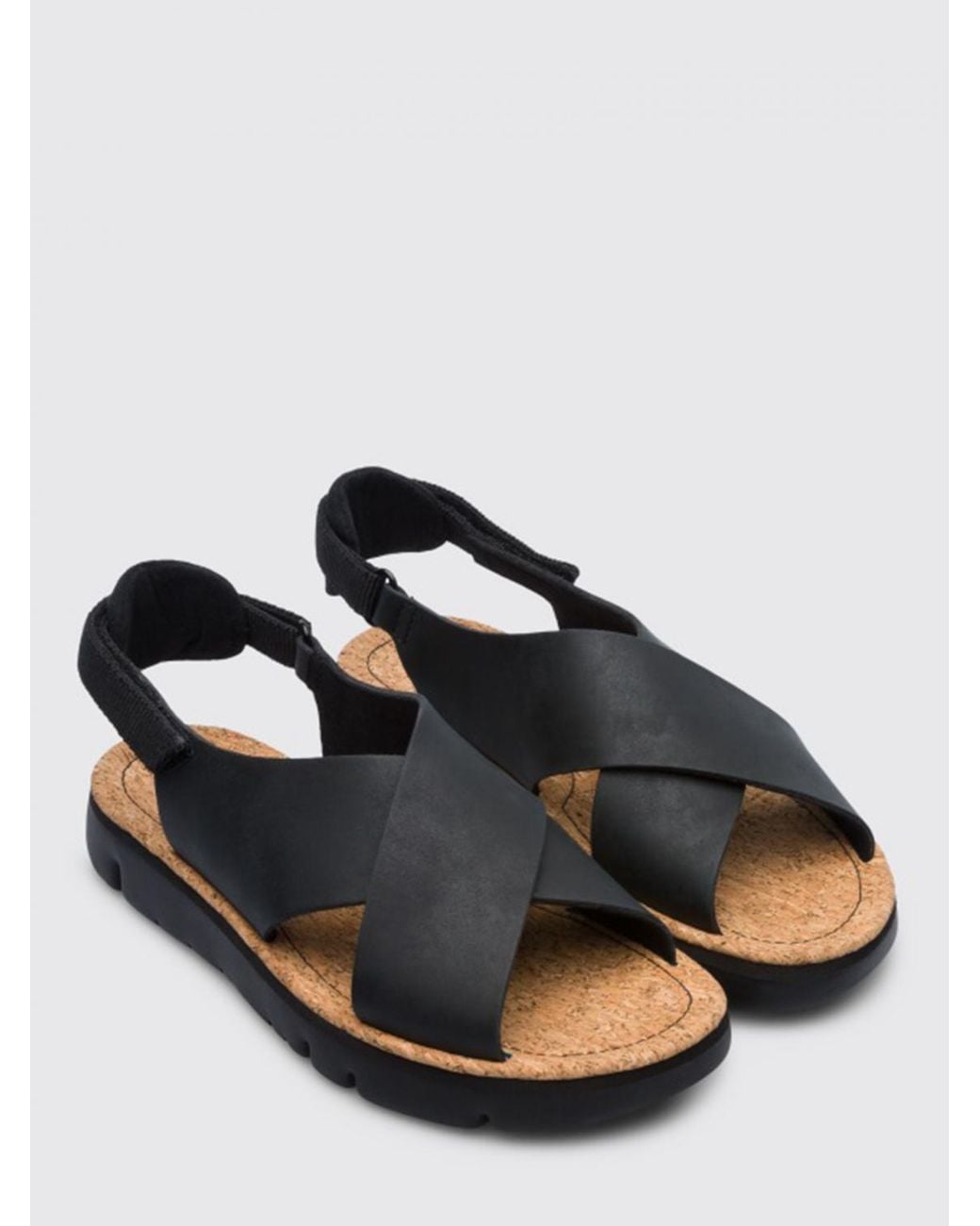 Camper Black Oruga Leather Sandals