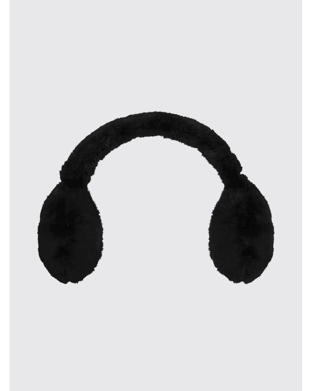 Karl Lagerfeld Black Contrast Graphic Print Faux Fur Earmuffs