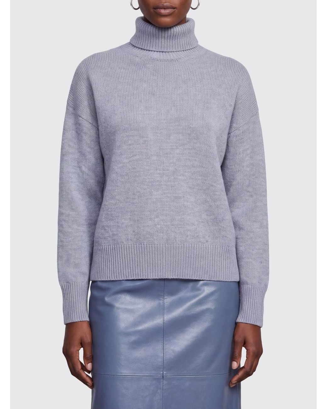 Mrz Blue Dropped Shoulder Virgin Wool And Cashmere Turtleneck Jumper