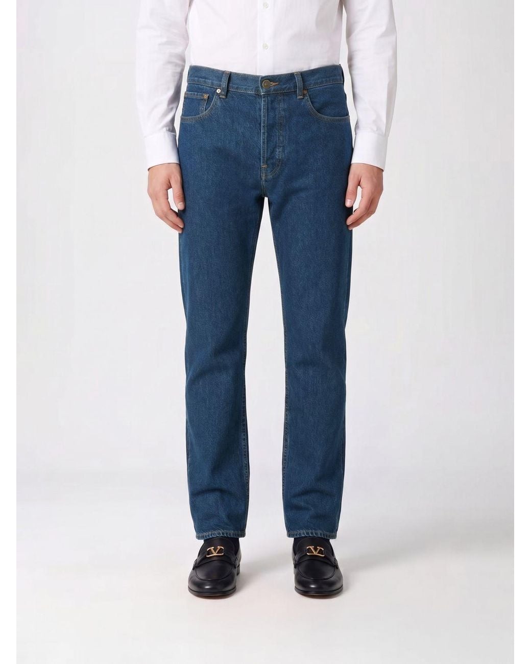Valentino Garavani Blue Straight Fit Cotton Denim Jeans for men