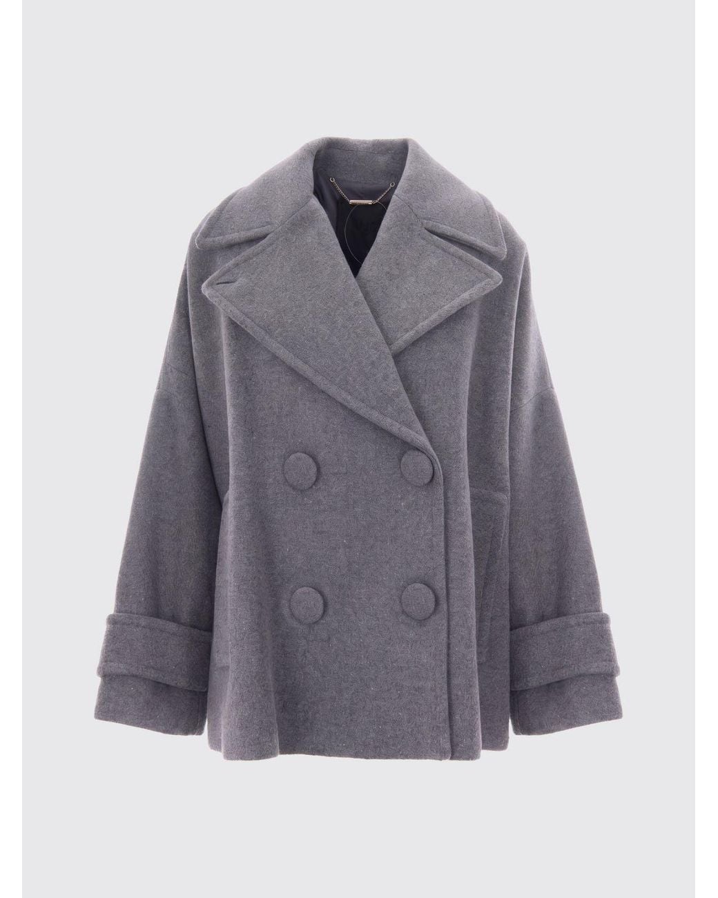 Liu Jo Gray Double-Breasted Short Coat
