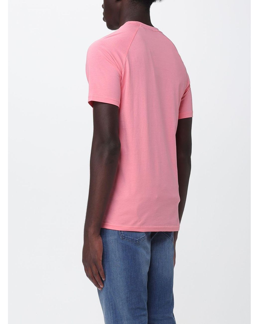 Boss Pink Cotton T-Shirt With Mini Logo for men