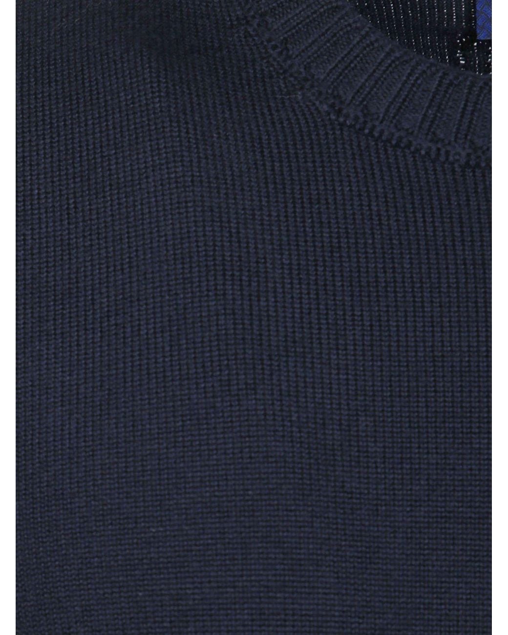 Drumohr Blue Pure Merino Wool Crewneck Jumper With Long Sleeves And Ribbed Trims for men