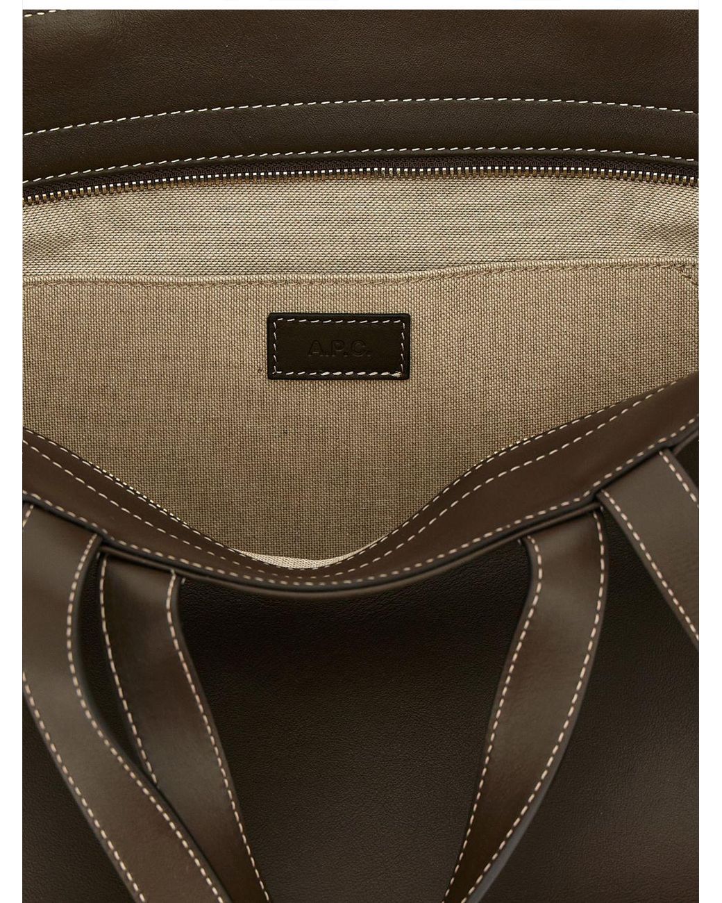 A.P.C. Black Le Drummer Large Smooth Leather Tote Bag With Four Handles And Logo
