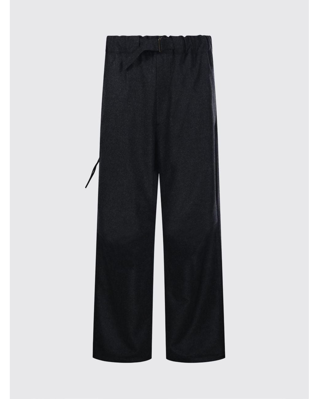 DARKPARK Black Wide-Leg Virgin Wool Trousers With Belt for men