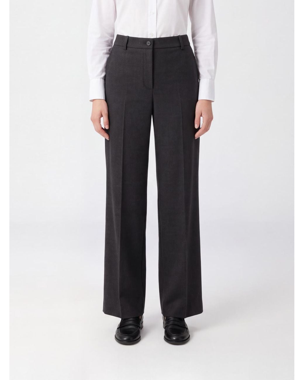 P.A.R.O.S.H. Black P.A.R.O.S.H. Ludy Mid-Rise Straight-Leg Stretch-Wool Trousers