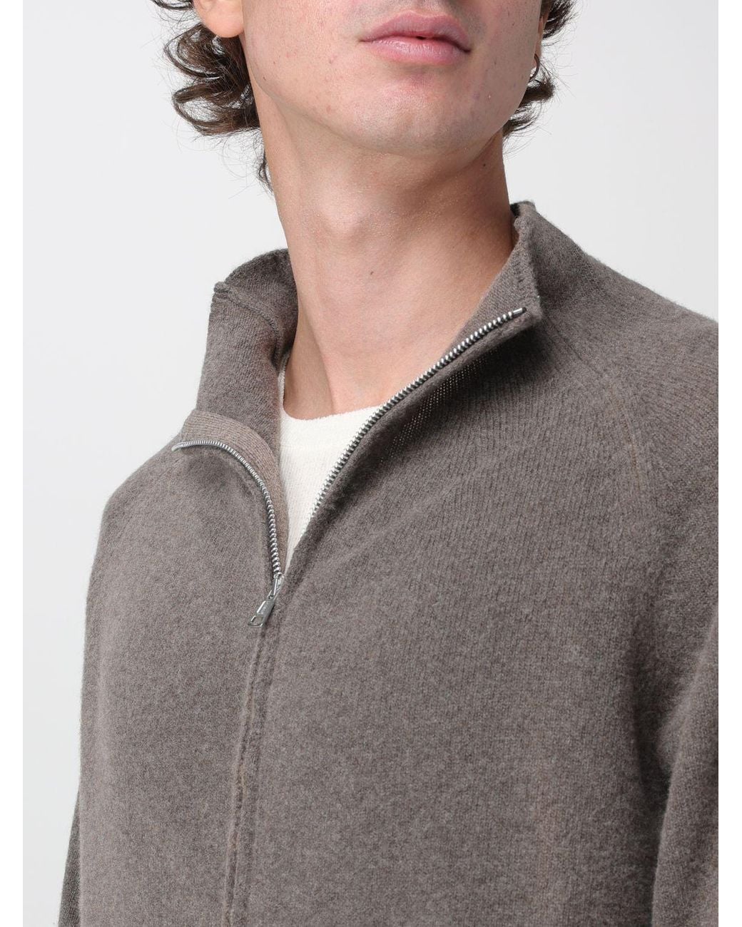 Our Legacy Gray Wool High Neck Cardigan With Front Zip Closure for men