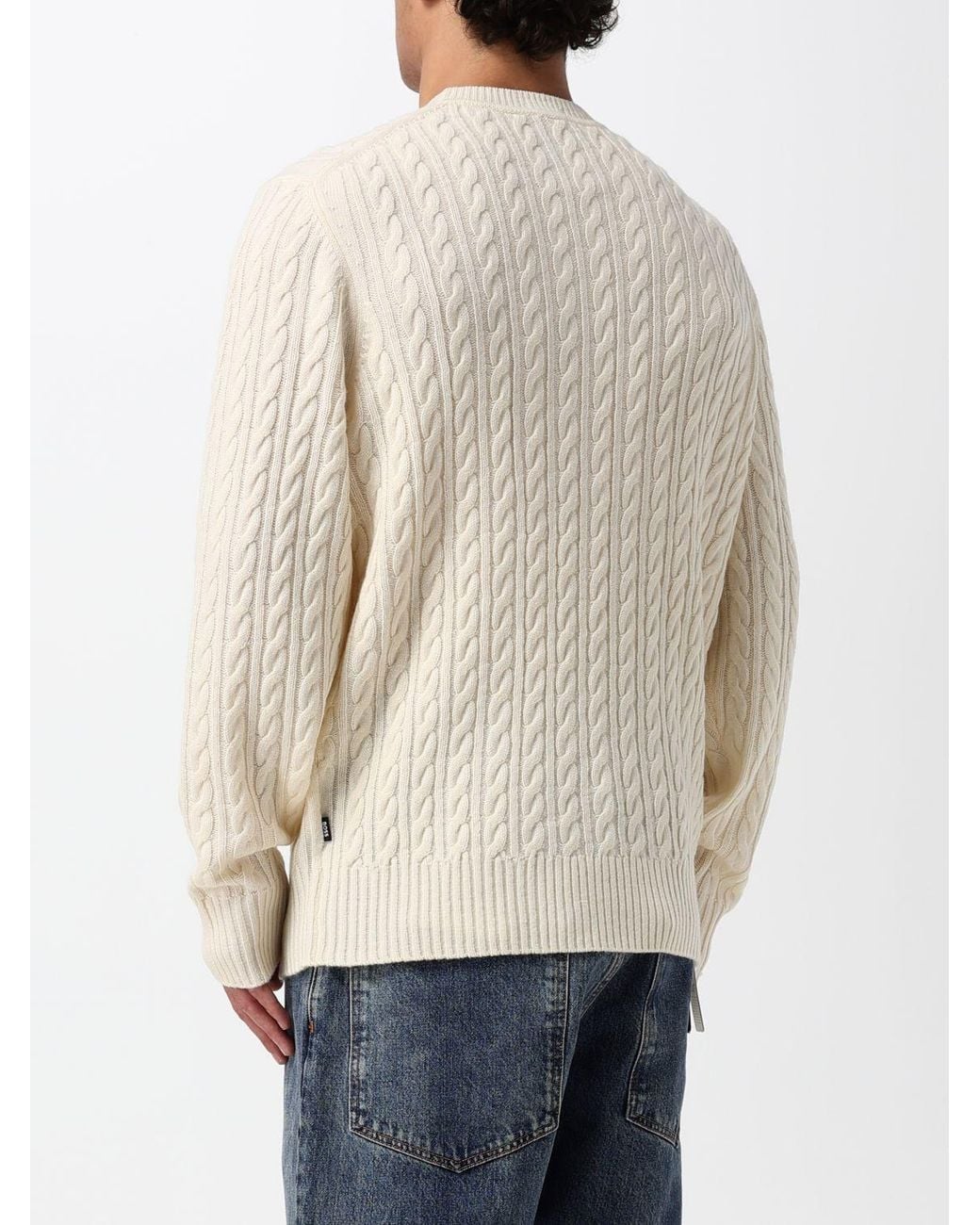 Boss Natural Wool And Cashmere Blend Crewneck Jumper With Ribbed Trims for men