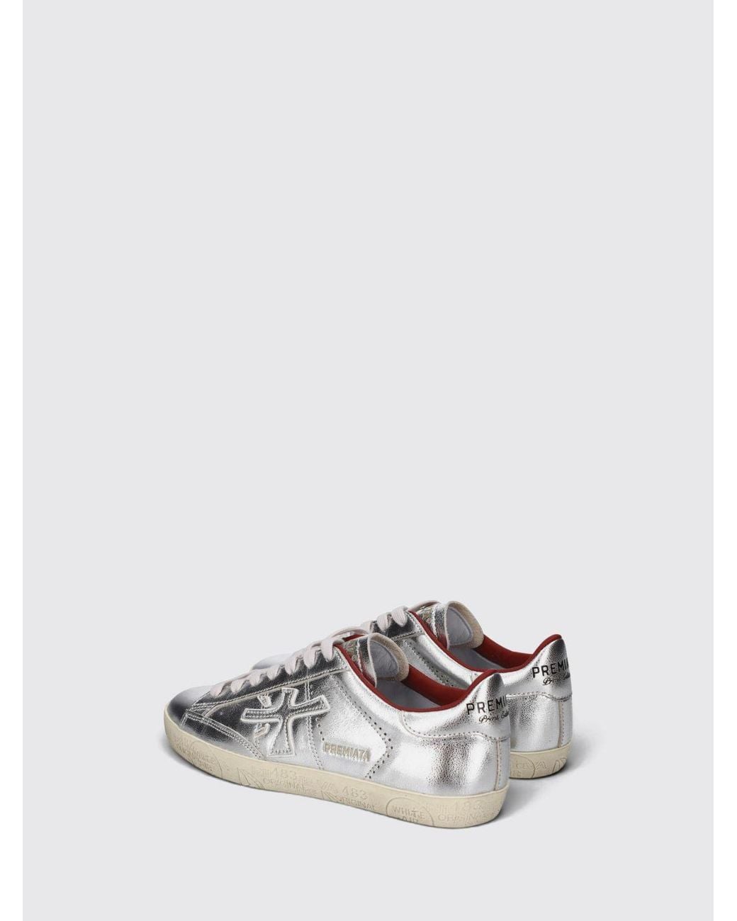 Premiata White Stevend Calfskin Sneakers With Contrasting Details And Logo