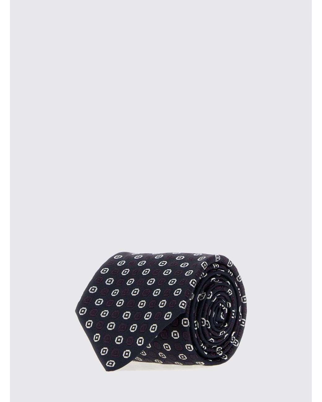 Saint Laurent Blue Geometric Pattern Pure Silk Tie for men