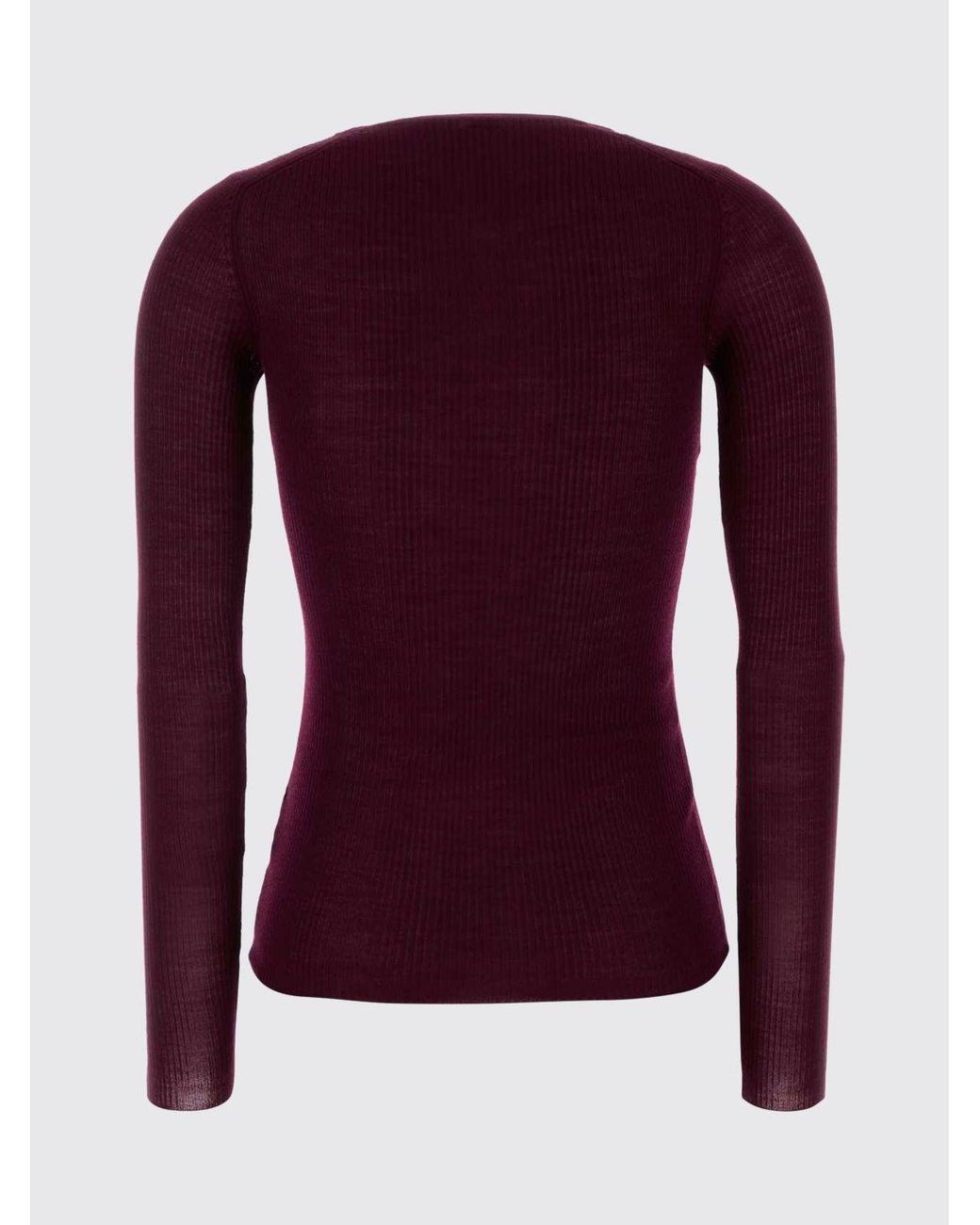 Jil Sander Purple Slim Fit Pure Wool Crewneck Jumper With Ribbed Trims