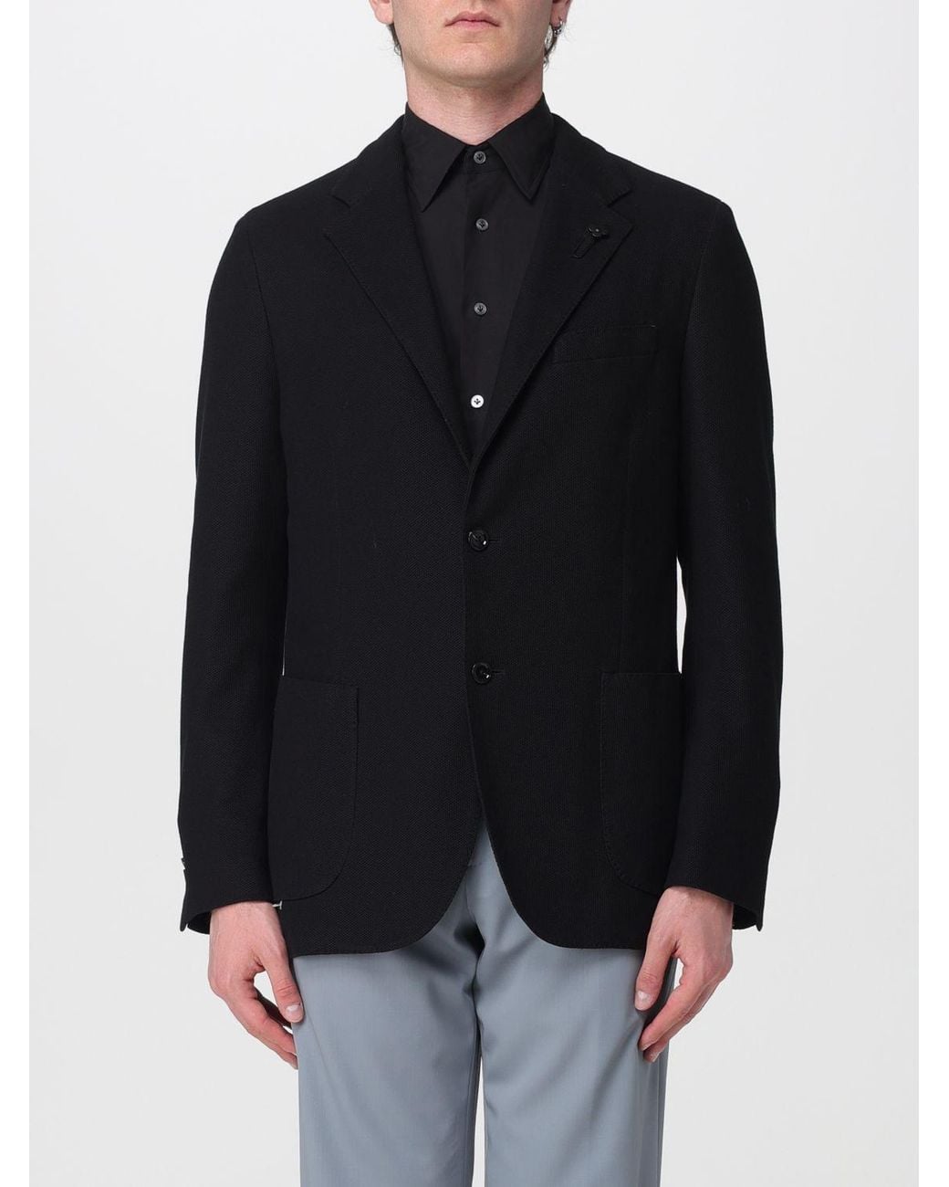 Lardini Black Single-Breasted Jersey Jacket for men