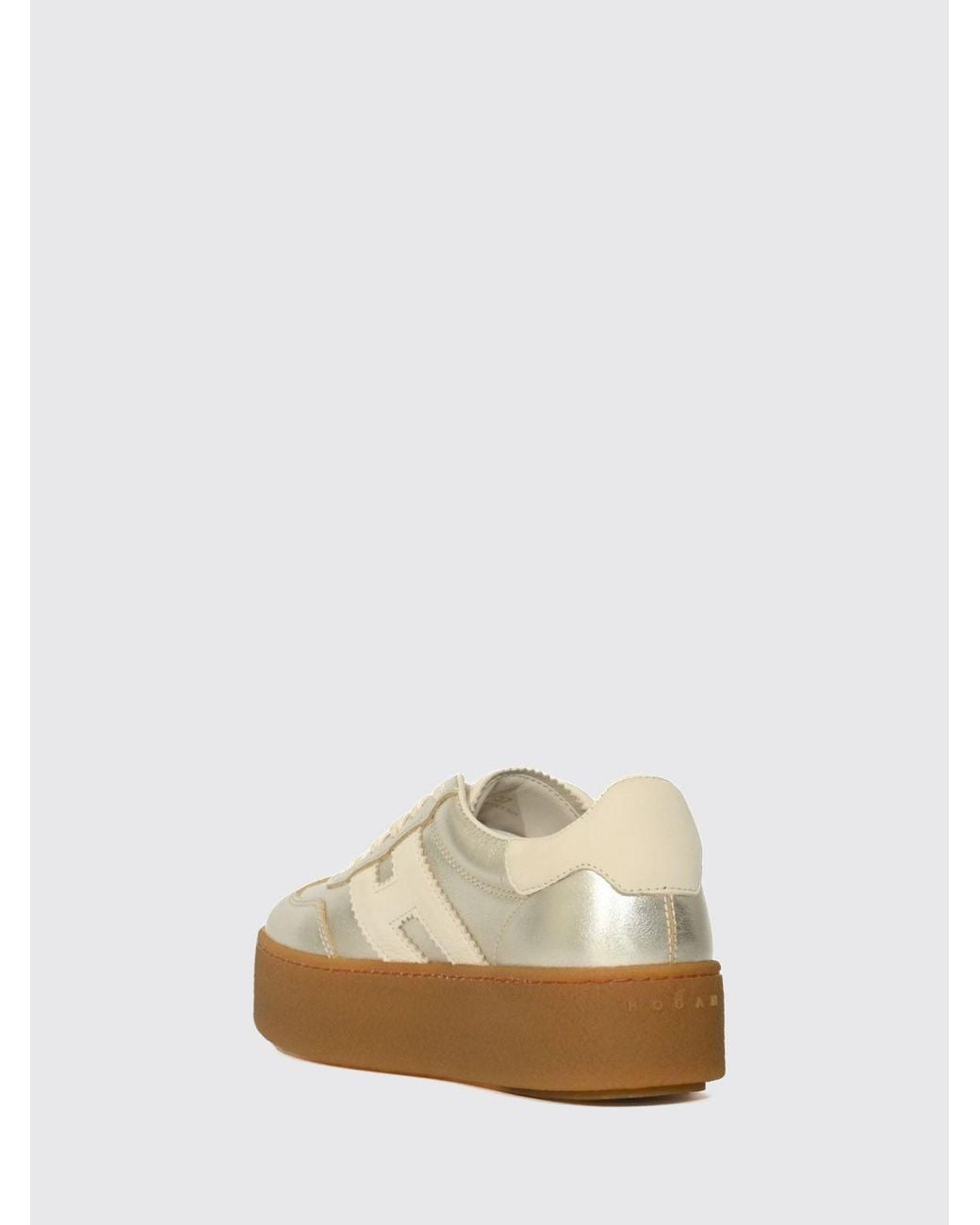Hogan White Cool H698 Laminated Leather Platform Sneakers With Applied H Logo