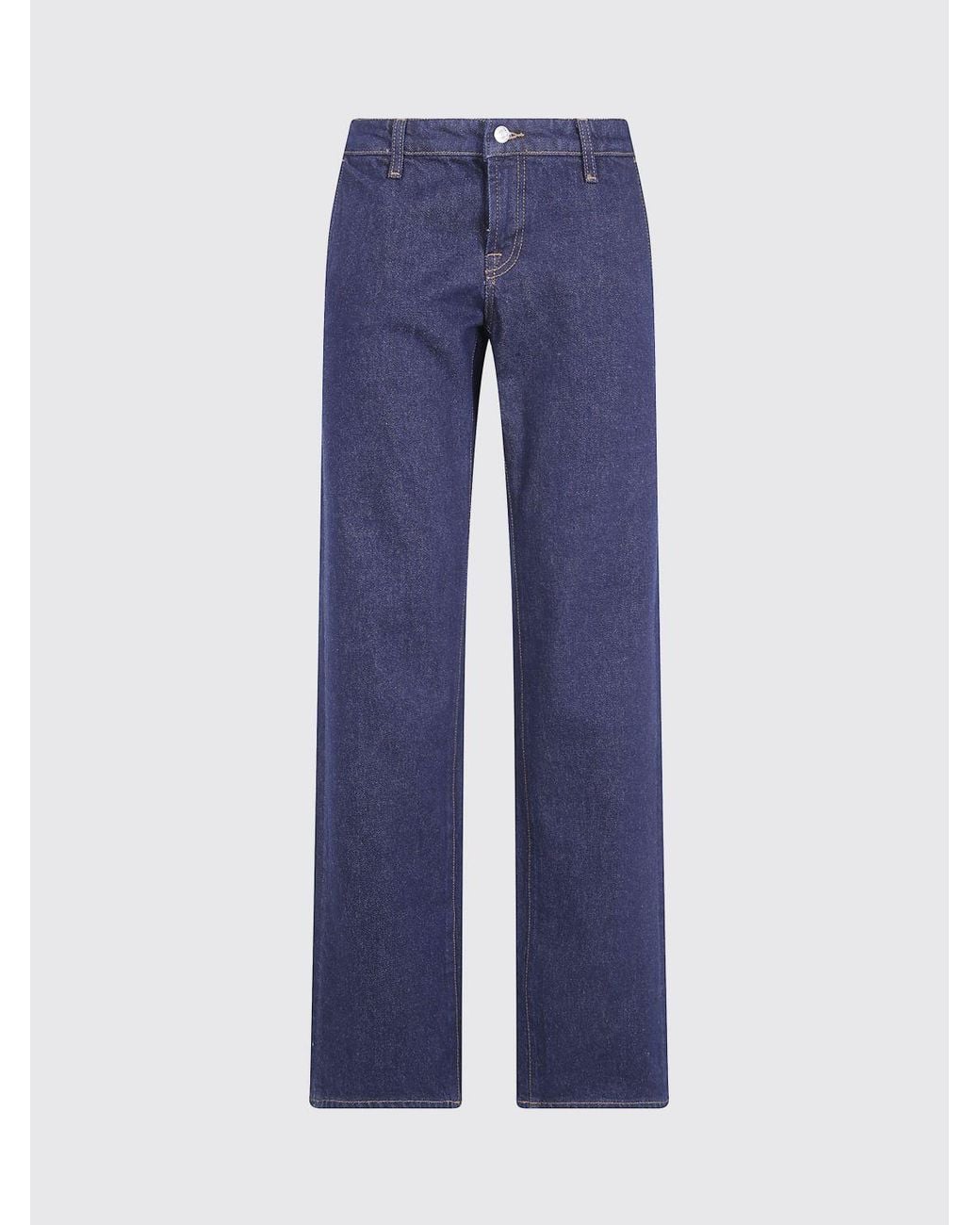 7 For All Mankind Blue Mid-Rise Straight Jeans