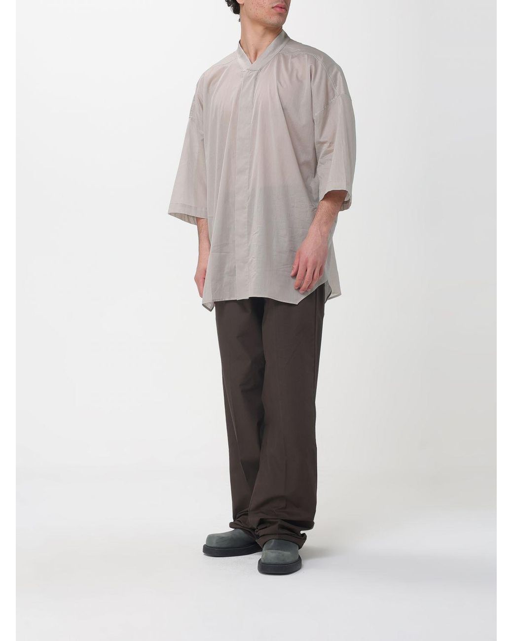 Rick Owens Gray Jumbo Faun Cotton Shirt for men
