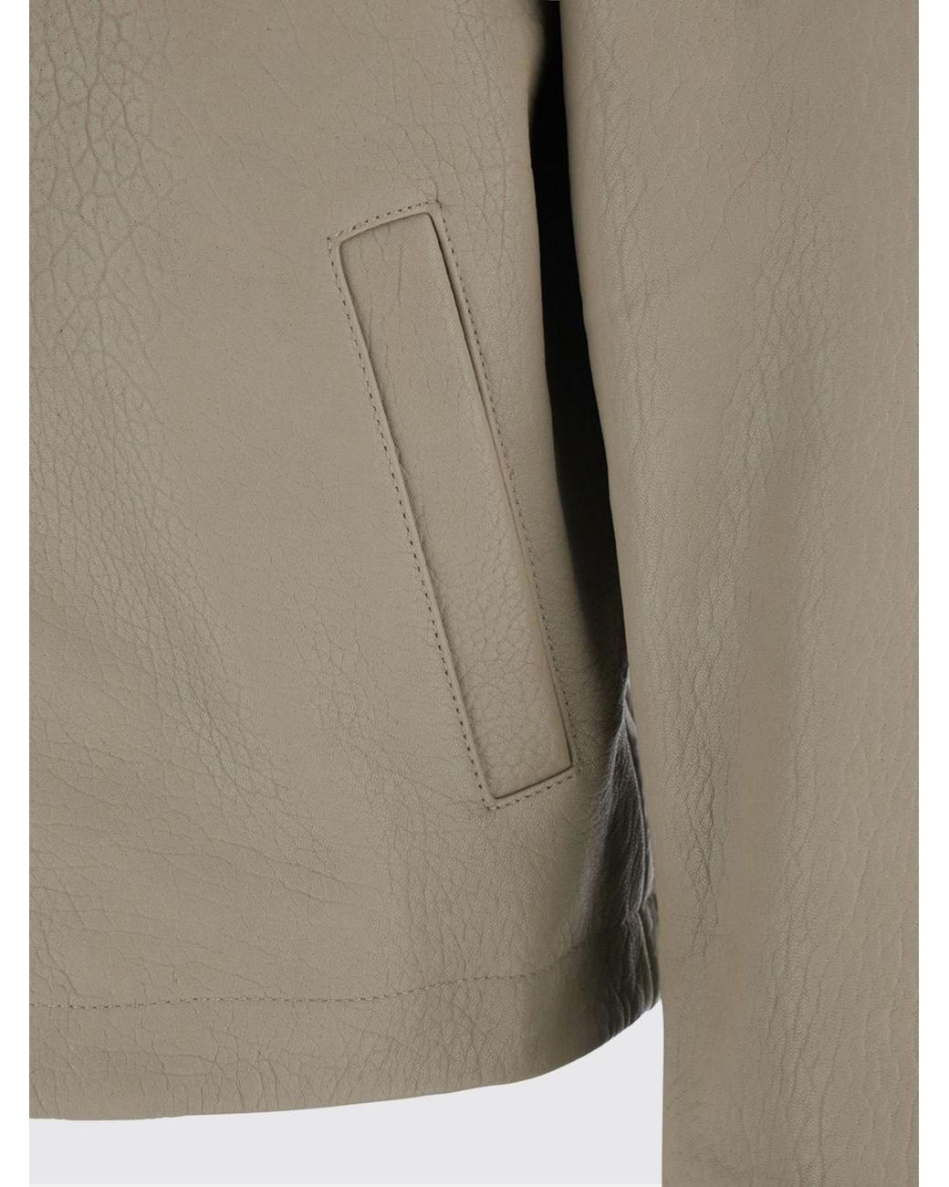 sunflower Natural Leather Shirt Jacket With Classic Collar And Zip Closure for men