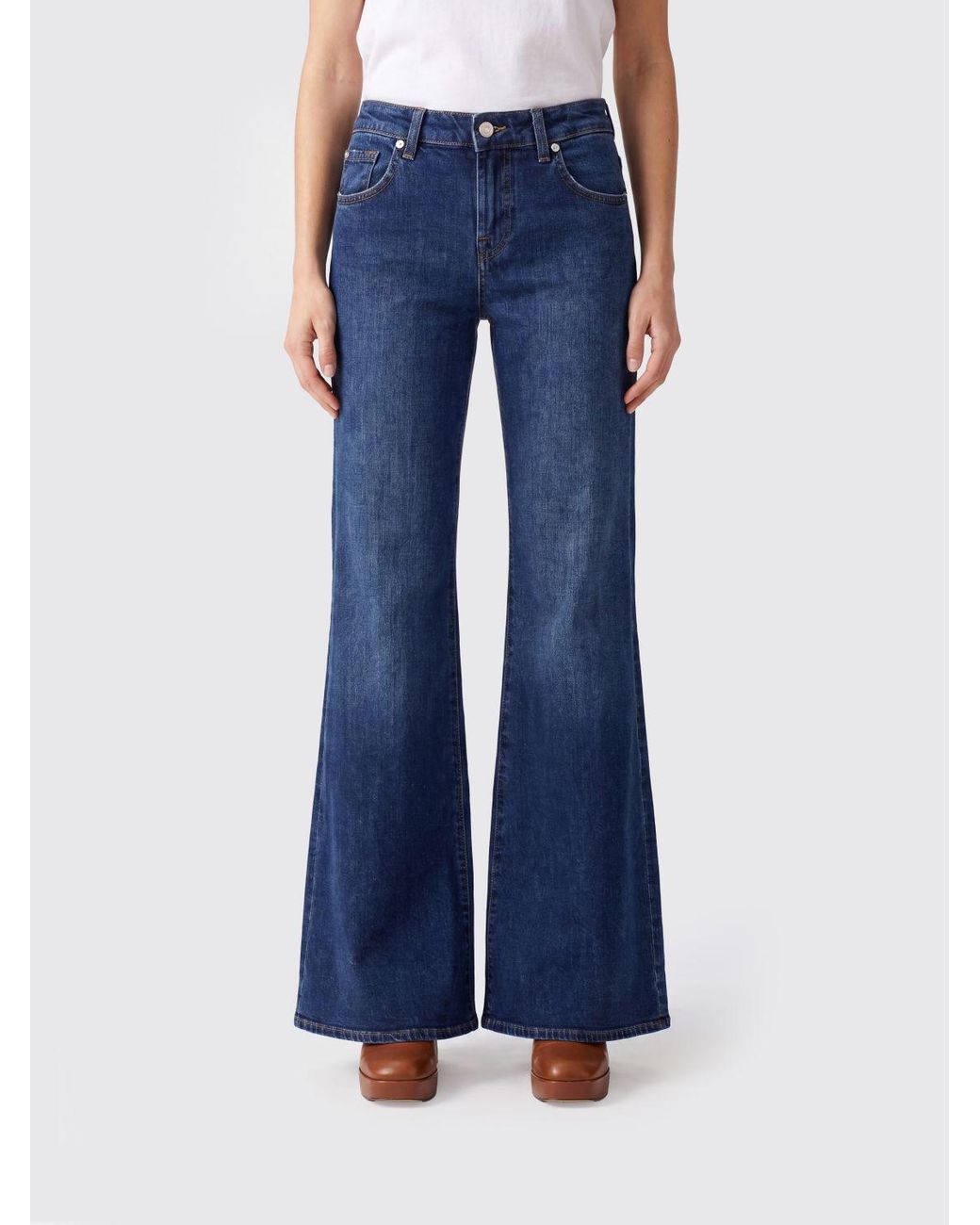 7 For All Mankind Blue High-Waisted Flare Jeans