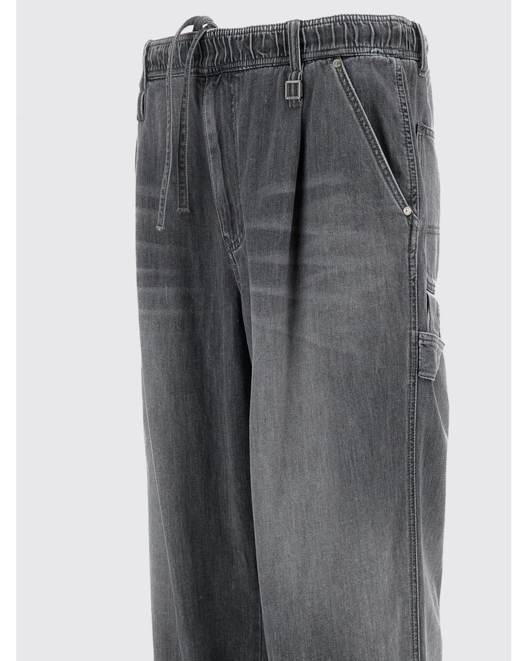 Wooyoungmi Gray Wide-Leg Cotton Denim Jeans With Elasticated Waist for men