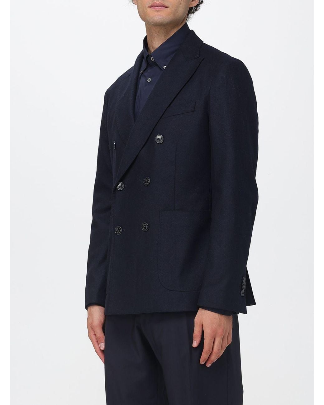 Brooksfield Blue Double-Breasted Peacoat for men