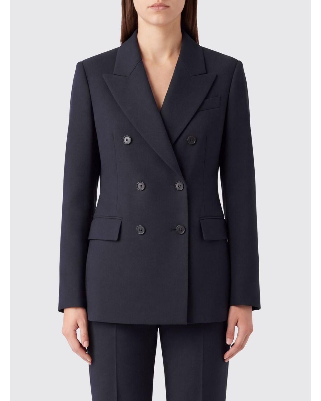 P.A.R.O.S.H. Blue Double-Breasted Virgin Wool Blazer P.A.R.O.S.H. With Peaked Lapels