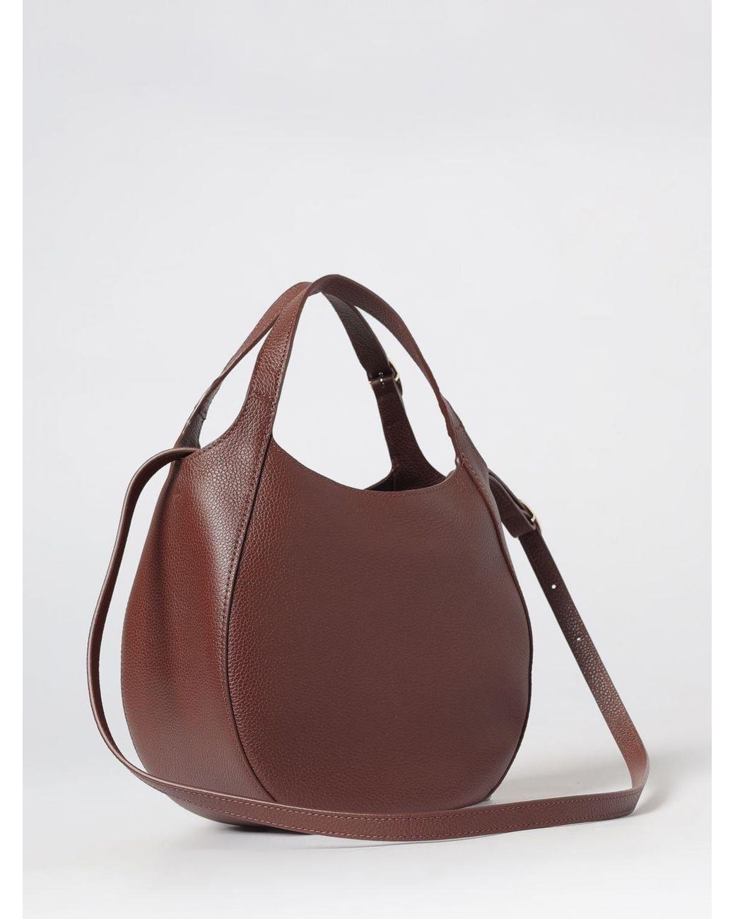 Longchamp Brown Le Foulonné Toile Mini Grained Leather Tote Bag With Embossed Logo