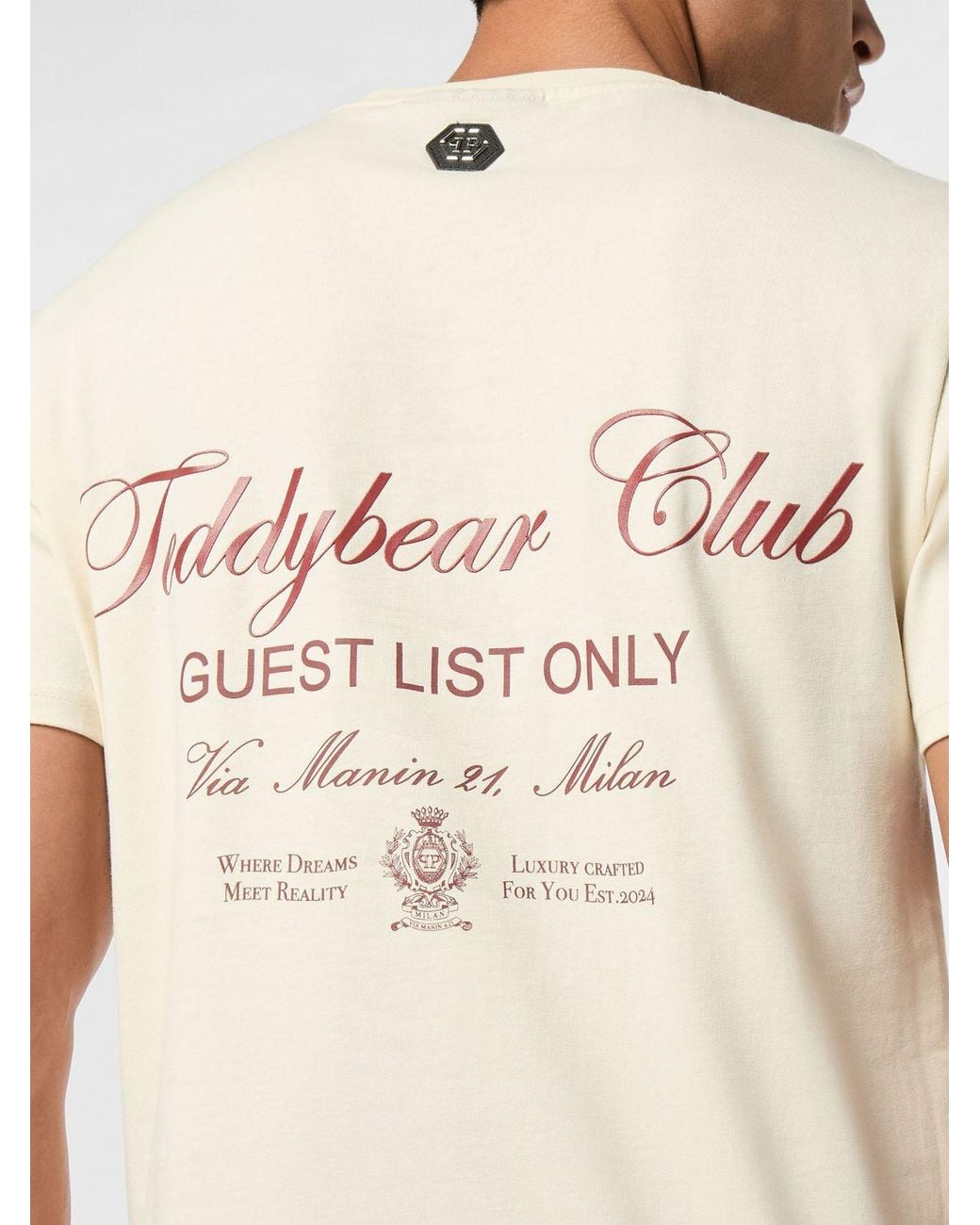 Philipp Plein Natural Cotton T-Shirt With Teddy Bear Print And Rear Logo for men