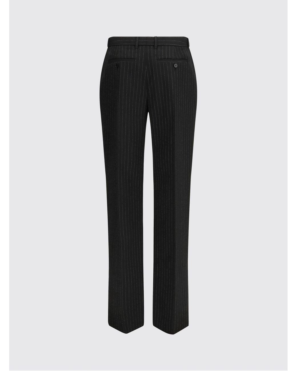 McQueen Black Pinstriped Wool Tailored Trousers